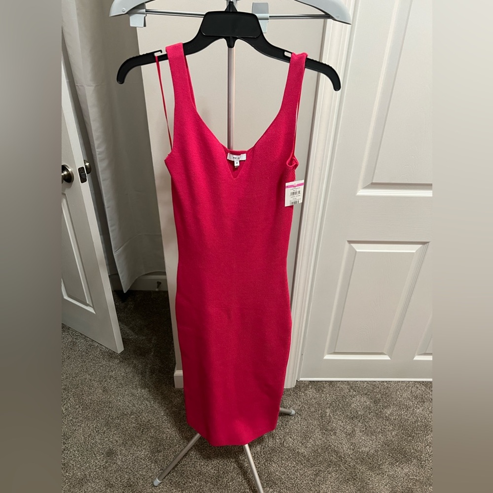 Reiss Pink Dakota Ribbed Knit Bodycon Dress Size Medium NWT - Picture 5 of 13